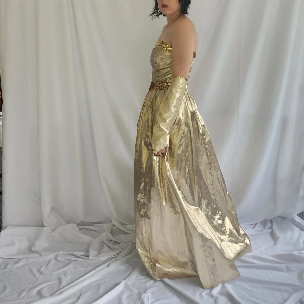 70s/80s‎ Gold Strapless Gown - Picture 3 of 5